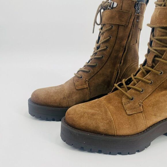 Sam Edelman Size 5.5 Tan Suede Junip Lace Up Combat Mid Calf Boot - Picture 2 of 11